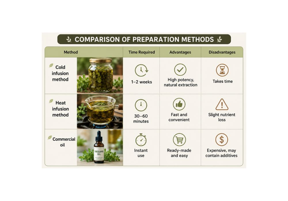 Cold infusion vs heat infusion oregano oil methods