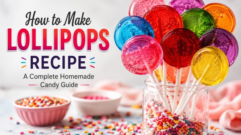 How to make lollipops recipe with colorful homemade candy and sprinkles