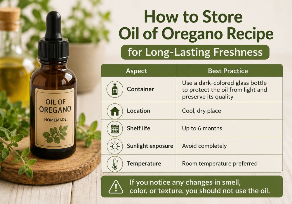 Proper storage for homemade oil of oregano recipe