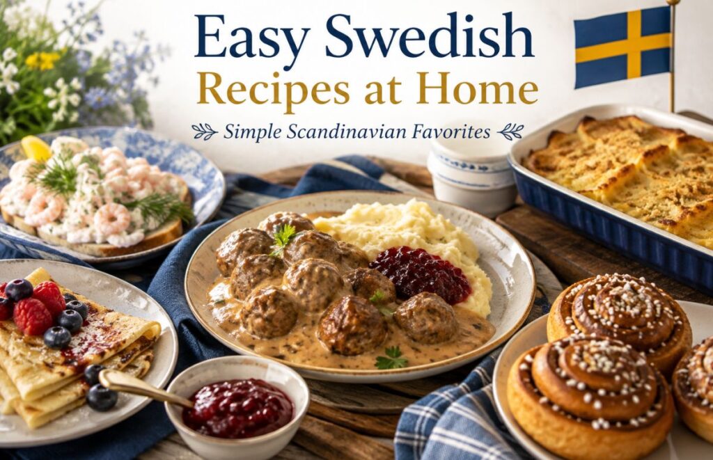 Easy Swedish recipes at home with Swedish meatballs, pancakes, cinnamon buns, and traditional Scandinavian dishes
