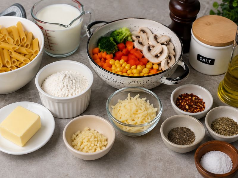 ingredients for white sauce pasta recipe