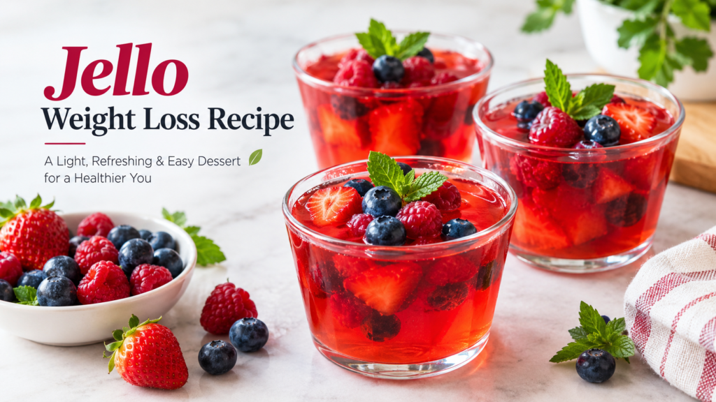 Jello weight loss recipe with fresh strawberries, blueberries, and raspberries
